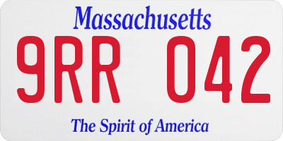 MA license plate 9RR042