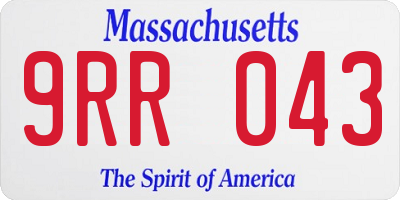 MA license plate 9RR043