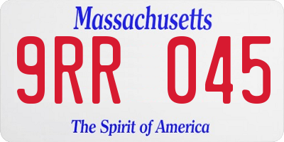 MA license plate 9RR045