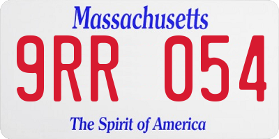 MA license plate 9RR054