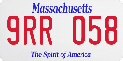 MA license plate 9RR058