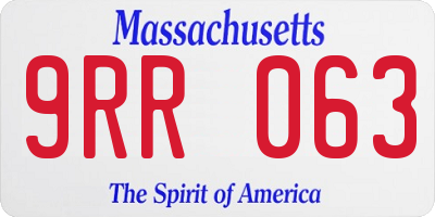 MA license plate 9RR063