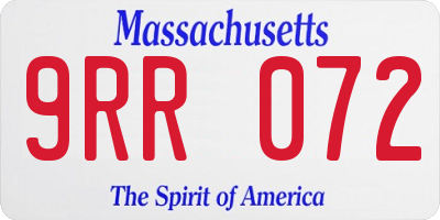 MA license plate 9RR072