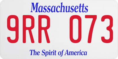 MA license plate 9RR073