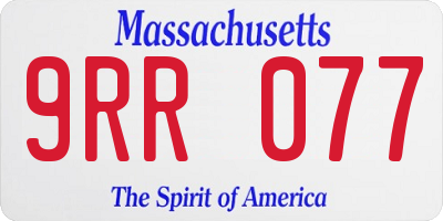 MA license plate 9RR077