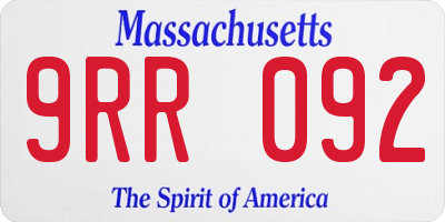 MA license plate 9RR092