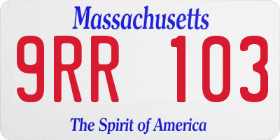 MA license plate 9RR103