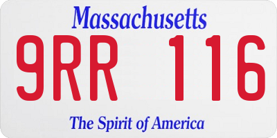 MA license plate 9RR116
