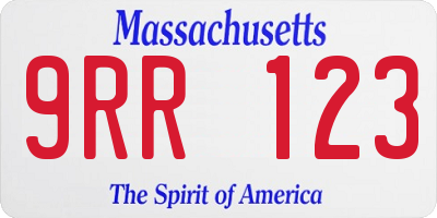 MA license plate 9RR123