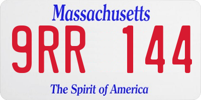 MA license plate 9RR144