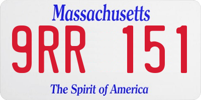 MA license plate 9RR151