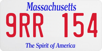 MA license plate 9RR154