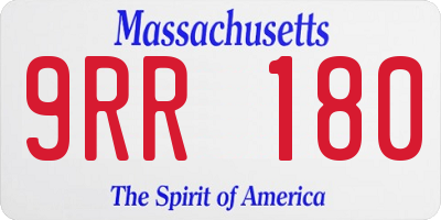MA license plate 9RR180
