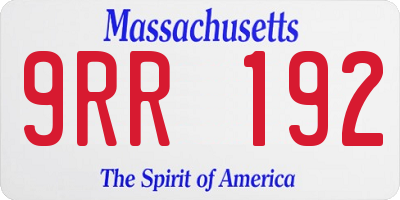 MA license plate 9RR192