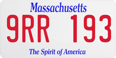 MA license plate 9RR193