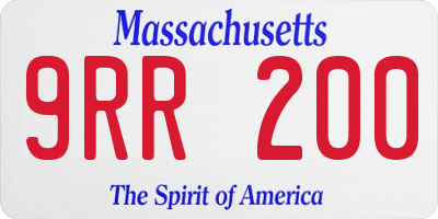 MA license plate 9RR200