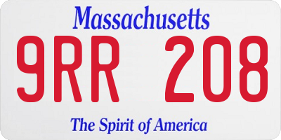 MA license plate 9RR208