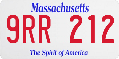 MA license plate 9RR212