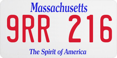 MA license plate 9RR216