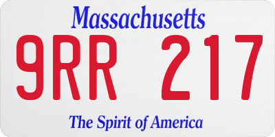 MA license plate 9RR217