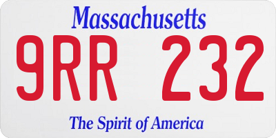 MA license plate 9RR232