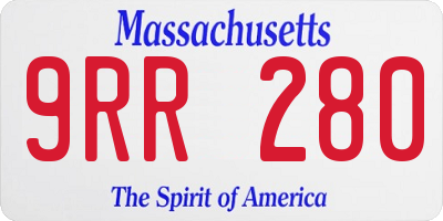 MA license plate 9RR280