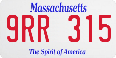 MA license plate 9RR315