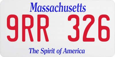 MA license plate 9RR326
