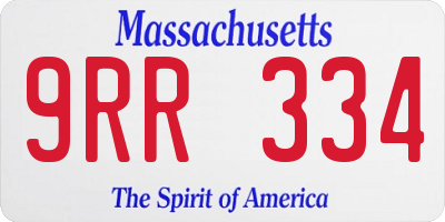 MA license plate 9RR334