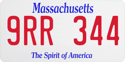 MA license plate 9RR344