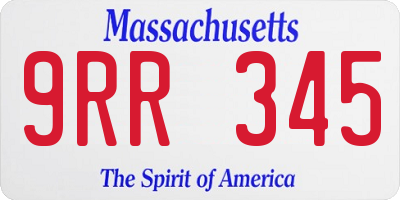 MA license plate 9RR345