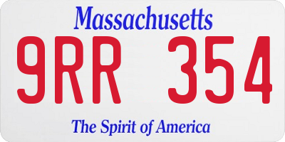 MA license plate 9RR354