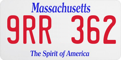 MA license plate 9RR362