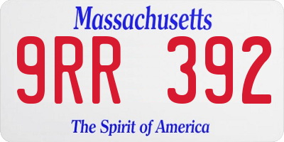 MA license plate 9RR392