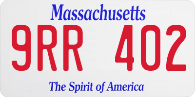 MA license plate 9RR402