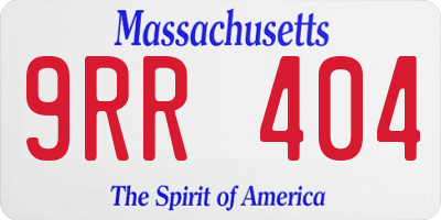 MA license plate 9RR404