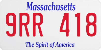MA license plate 9RR418
