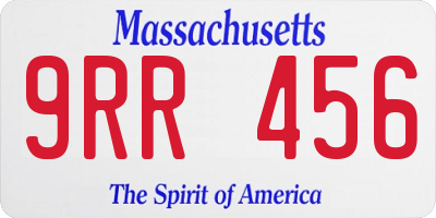 MA license plate 9RR456