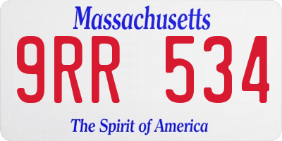 MA license plate 9RR534