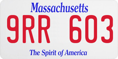 MA license plate 9RR603