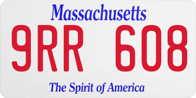 MA license plate 9RR608