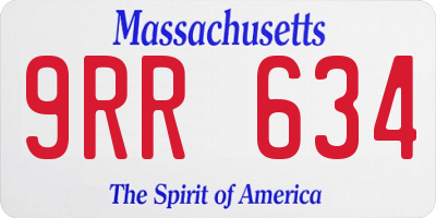 MA license plate 9RR634