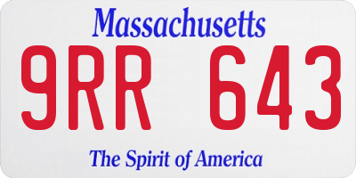 MA license plate 9RR643