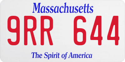 MA license plate 9RR644