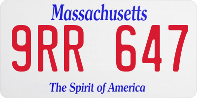 MA license plate 9RR647