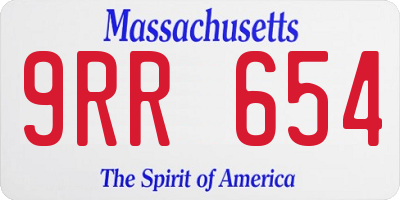 MA license plate 9RR654