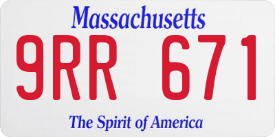 MA license plate 9RR671