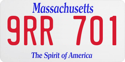 MA license plate 9RR701