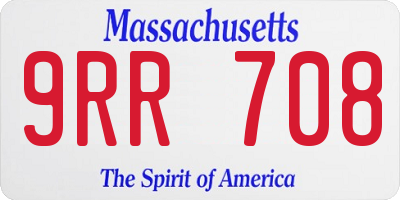 MA license plate 9RR708