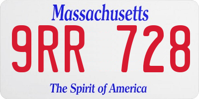 MA license plate 9RR728